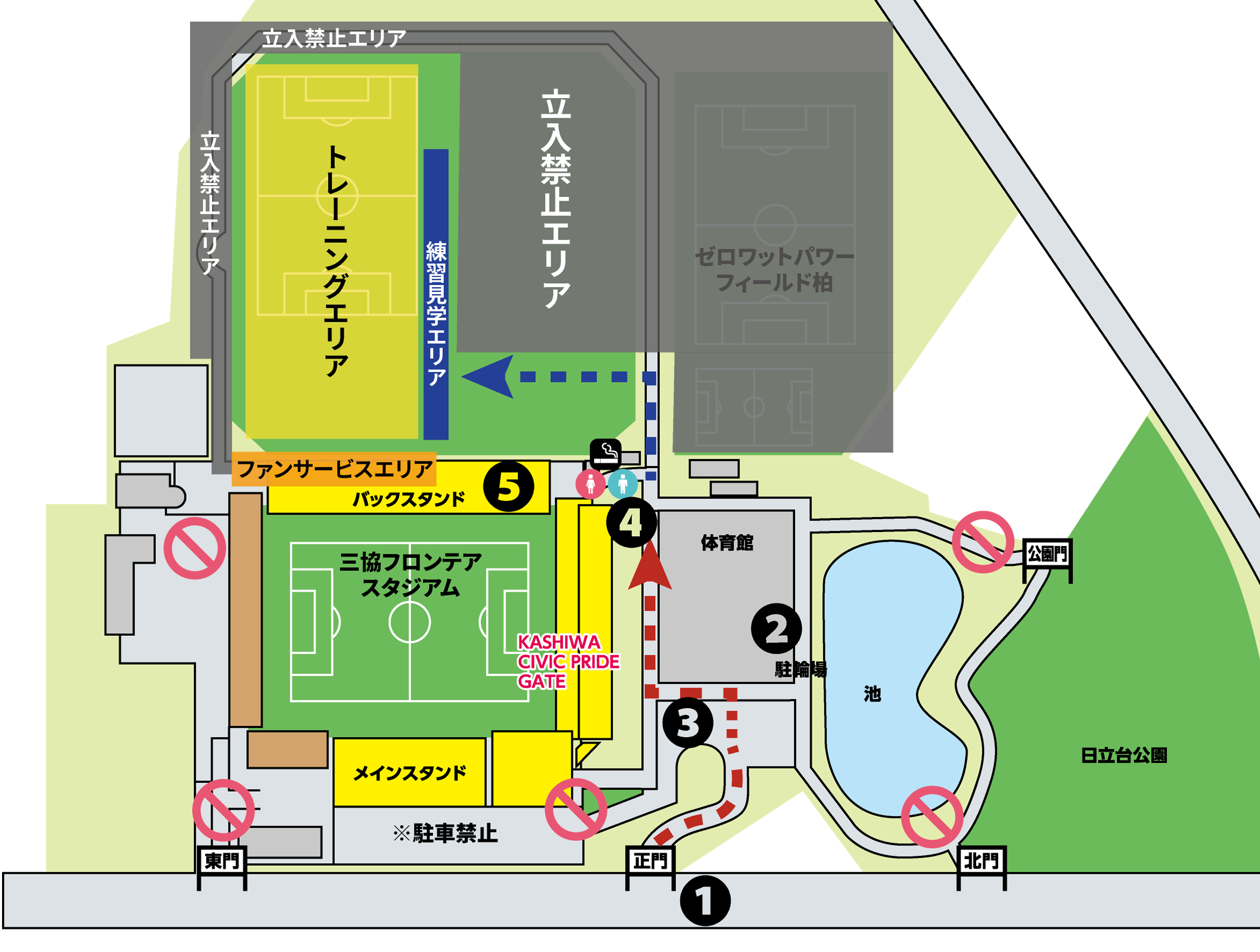 練習グラウンドへの経路
